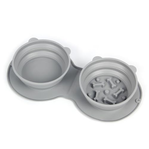 THOYBMO Haustiernapf Katzen Dog Cat Bowls Slow Feeder Futternäpfe Erstickungsschutz Futter Wasserfütterungsset für Kleine Hunde Katzen,Gray von THOYBMO