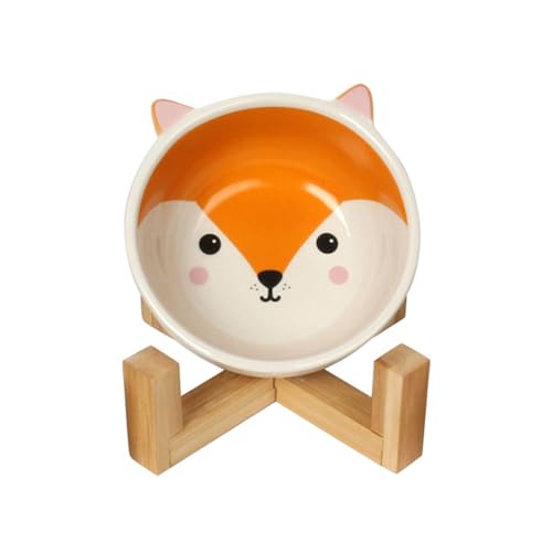 THOYBMO Katzen Hundefutternäpfe Cat Dog Bowls Futternapf Ständer Wasser Keramik Futternapf rutschfest Anti Erbrechen Kleine Hunde Katzen,Fox von THOYBMO