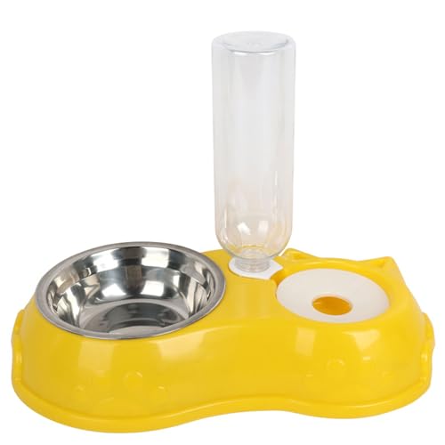 THOYBMO Katzen Hundenapf Cat Dog Bowl Tierfutter Wassernapf Set Wasserspender Metallnapf für Katzen Kleine Hunde,Yellow von THOYBMO