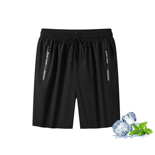THQERAER Lanenow Shorts for Women, IcedActive - Unisex Ice Silk Quick Drying Stretch Shorts, Plus Size Ice Silk Shorts (Black,6XL) von THQERAER