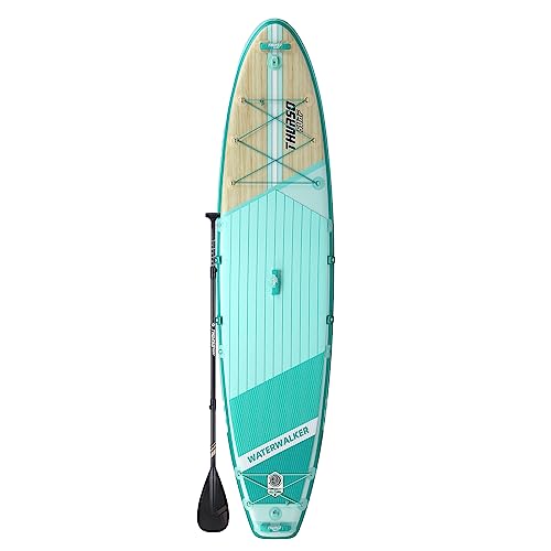 THURSO SURF Aufblasbares Stand-Up-Paddle-Board All-Around-SUP Waterwalker 132 335×81×15 cm | Carbonschaft-Paddel | Rollrucksack | Wiederaufladbare elektrische Pumpe | Spiralleine (Turquoise) von THURSO SURF