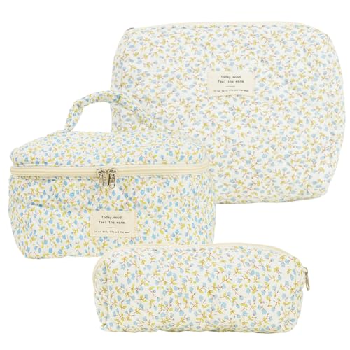 TIAASTAP 3-teiliges Kosmetiktasche Set Make up Bag Aesthetic Stuff Clean Girl Coquette Aesthetic Kosmetiktasche Blumen Kulturtasche Damen Set Kawaii Reise Kosmetiktasche Cute Beauty Bag von TIAASTAP