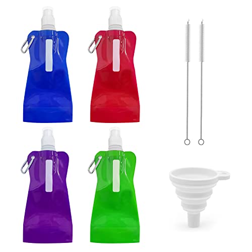 TIANNAIT 4 faltbare Wasserflaschen, bunte Sport-Wassertasche mit Clip, Trichter und Bürste, wiederverwendbare Trinktasche für Outdoor-Sportarten, Radfahren, Camping, Wandern, Reisen TIANNAIT 4 faltbare Wasserflaschen, bunte Sport-Wassertasche mit Clip, Trichter und Bürste, wiederverwendbare Trinktasche für Outdoor-Sportarten, Radfahren, Camping, Wandern, Reisen von TIANNAIT