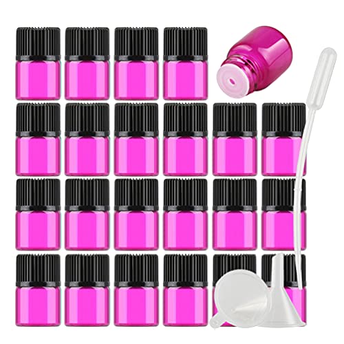 TIANZD 25 Stück Leer 1 ml Kleine Glasflaschen mit Orifice Reducer Rosa Mini-ätherische Ölflaschen Duft Glas Fläschchen für Ätherisches Öl,Aromatherapie,Parfüm,Massage von TIANZD