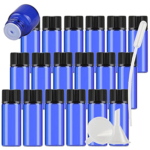 TIANZD 25 Stück Leer 5 ml Kleine Glasflaschen mit Orifice Reducer Blau Mini-ätherische Ölflaschen Duft Glas Fläschchen für Ätherisches Öl,Aromatherapie,Parfüm,Massage TIANZD 25 Stück Leer 5 ml Kleine Glasflaschen mit Orifice Reducer Blau Mini-ätherische Ölflaschen Duft Glas Fläschchen für Ätherisches Öl,Aromatherapie,Parfüm,Massage von TIANZD