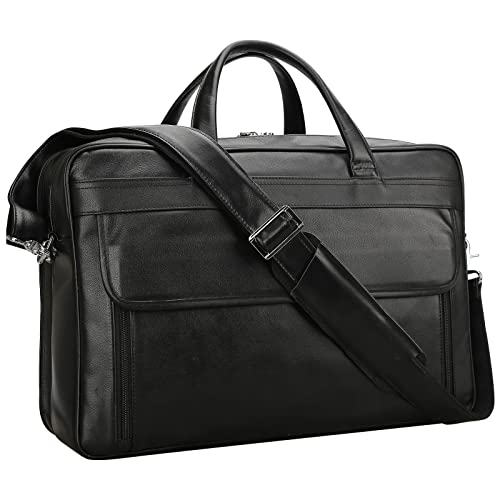 TIDING Aktentasche Herren Leder Business Tasche Laptoptasche 17 Zoll Schultertasche Große Ledertasche Tote Jahrgang Umhängetasche, Schwarz TIDING Aktentasche Herren Leder Business Tasche Laptoptasche 17 Zoll Schultertasche Große Ledertasche Tote Jahrgang Umhängetasche, Schwarz von TIDING