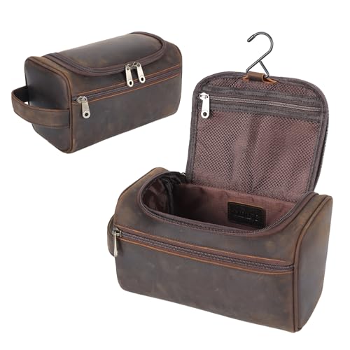 TIDING Kulturbeutel Leder für Herren und Damen Reise Kulturtasche zum Aufhängen Waschtasche Premium Echtleder Kosmetiktasche, Vintage Braun TIDING Kulturbeutel Leder für Herren und Damen Reise Kulturtasche zum Aufhängen Waschtasche Premium Echtleder Kosmetiktasche, Vintage Braun von TIDING