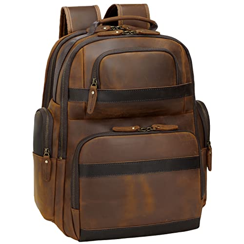 TIDING Rucksack Herren Leder 15,6 Zoll Laptop Lederrucksack Groß Reiserucksack Daypacks Schule Taschen Reise Backpacks, Braun TIDING Rucksack Herren Leder 15,6 Zoll Laptop Lederrucksack Groß Reiserucksack Daypacks Schule Taschen Reise Backpacks, Braun von TIDING