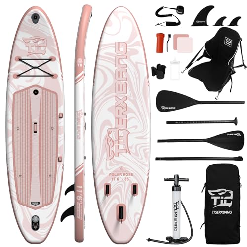 TIGERXBANG Aufblasbares Stand Up Paddle Board 353×89×15cm mit komplettem Zubehör, Premium große Paddle Boards für Erwachsene/Jugendliche, Paddle Board Polar Rose Collection TIGERXBANG Aufblasbares Stand Up Paddle Board 353×89×15cm mit komplettem Zubehör, Premium große Paddle Boards für Erwachsene/Jugendliche, Paddle Board Polar Rose Collection von TIGERXBANG