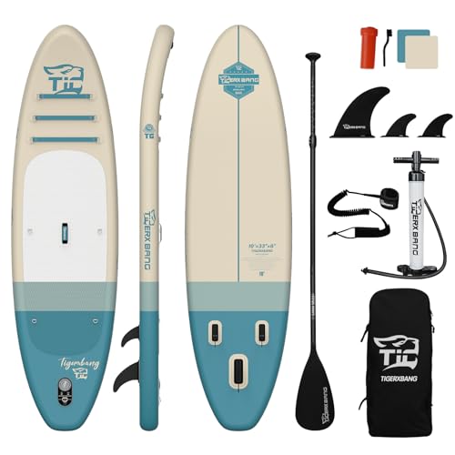 TIGERXBANG Aufblasbares Stand Up Paddle Board mit Paddleboard Zubehör, Minimalistisches Paddleboard für Erwachsene und Jugendliche Aller Könnensstufen, Sunny Wave Sup Board Serie - Blau TIGERXBANG Aufblasbares Stand Up Paddle Board mit Paddleboard Zubehör, Minimalistisches Paddleboard für Erwachsene und Jugendliche Aller Könnensstufen, Sunny Wave Sup Board Serie - Blau von TIGERXBANG