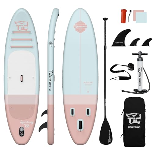 TIGERXBANG Aufblasbares Stand Up Paddle Board mit Paddleboard Zubehör, Minimalistisches Paddleboard für Erwachsene und Jugendliche Aller Könnensstufen, Sunny Wave Sup Board Serie - Pink TIGERXBANG Aufblasbares Stand Up Paddle Board mit Paddleboard Zubehör, Minimalistisches Paddleboard für Erwachsene und Jugendliche Aller Könnensstufen, Sunny Wave Sup Board Serie - Pink von TIGERXBANG