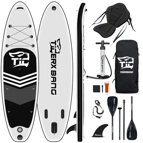 TIGERXBANG Black Tiger Collection Aufblasbares Stand Up Paddle Board SUP Board mit Kajaksitz Doppelblattpaddel |320x82x15cm| für Erwachsene/Kinder| ISUP Paddleboarding Komplettpaket TIGERXBANG Black Tiger Collection Aufblasbares Stand Up Paddle Board SUP Board mit Kajaksitz Doppelblattpaddel |320x82x15cm| für Erwachsene/Kinder| ISUP Paddleboarding Komplettpaket von TIGERXBANG