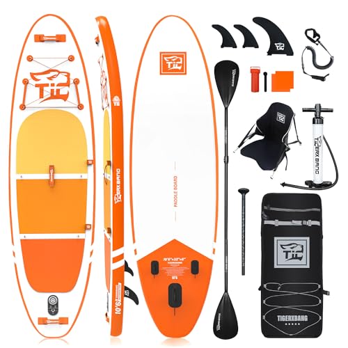 TIGERXBANG SUP Boards Stand Up Paddling Board 320x82x15cm, aufblasbare Paddle-Boards mit Doppelschläger-Paddel, Kajak-Sitz, Defender-Pro-Kollektion Orange TIGERXBANG SUP Boards Stand Up Paddling Board 320x82x15cm, aufblasbare Paddle-Boards mit Doppelschläger-Paddel, Kajak-Sitz, Defender-Pro-Kollektion Orange von TIGERXBANG