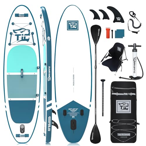 TIGERXBANG SUP Boards Stand Up Paddling Board 320x82x15cm, aufblasbare Paddle-Boards mit Doppelschläger-Paddel, Kajak-Sitz, Defender-Pro-Kollektion Blau TIGERXBANG SUP Boards Stand Up Paddling Board 320x82x15cm, aufblasbare Paddle-Boards mit Doppelschläger-Paddel, Kajak-Sitz, Defender-Pro-Kollektion Blau von TIGERXBANG