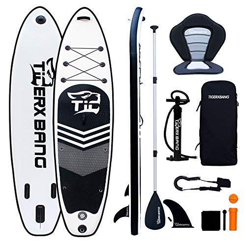 Tigerxbang SUP Board Stand Up Paddling Board | 10'6" 320x80x15cm | Kayak Seat| Komplettes aufblasbares Paddle Zubehör von TIGERXBANG