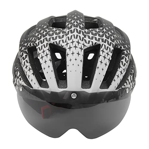 Mountainbike-Helm, Fahrradhelm mit Visier, Fahrradhelm für Erwachsene mit Brille, Rücklicht, 56–61 cm, Verstellbarer Kopfumfang, Leicht, für Mountainbike- und Rennradfahren von TIKATARER