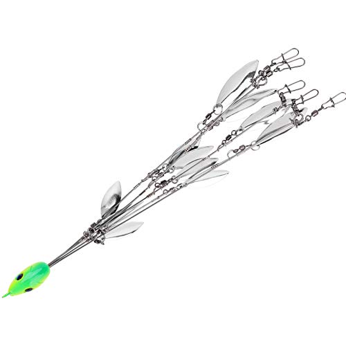 Umbrella Fishing Bait Rig, 5 Arme Umbrella Rig Fishing MultiLure und Baits Rigs 12 Blade Umbrella Rig Umbrella Rig mit Wirbeln mit Wirbeln Kunstköder-Kit (Green) von TIKATARER