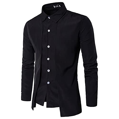 Freizeithemd Herren Hemd 2 in 1 Regular Fit Hemdbluse Langarm Einfarbig Funktionsshirt Urban Businesshemden Gefälschter Zweiteiler Business Party Freizeit Hemden Herren Modern Bequem Businesshemd von TIMELYE