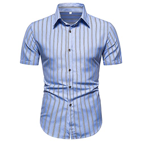 Herren Hemd Kurzarm Elegant Gestreift Business Hemden Modern Bequem Kurzen Ärmels Businesshemden Streifen Drucken Freizeit Strand Party Herren-hemd Männer Regular Fit Kurzarmhemd Freizeithemden von TIMELYE