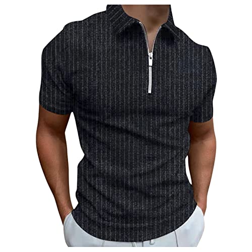 Poloshirt Herren Kurzarm Einfarbig Basic Golf T-Shirt Polohemd Sommer Slim Fit Kurzarm T Shirt Sommer Slim Fit Golf Sports Shirts Tshirt Sport Outdoor Poloshirt mit Reißverschluss T-Shirt Sommer von TIMELYE