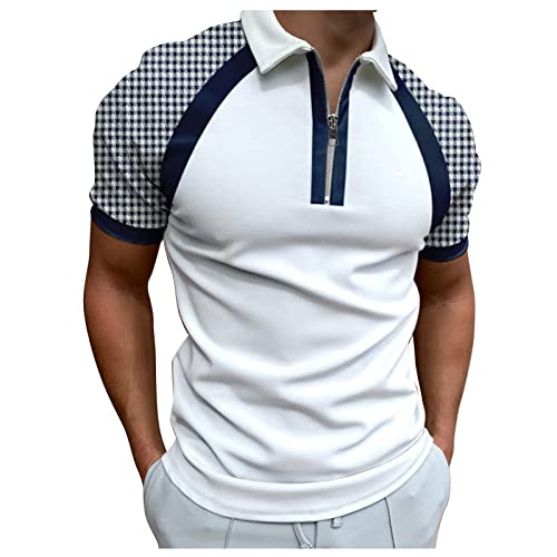 Poloshirt Herren Kurzarm Einfarbig Basic Golf T-Shirt Polohemd Sommer Slim Fit Kurzarm T Shirt Sommer Slim Fit Golf Sports Shirts Tshirt Sport Outdoor Poloshirt mit Reißverschluss T-Shirt Sommer von TIMELYE