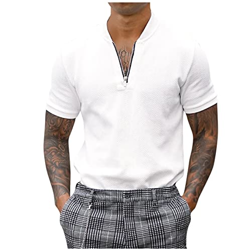Sport Tshirts Herren Stehkragen T-Shirt Herren Elastisches Sport-T Aus Reiner Baumwolle Business Shirt Hippi T Shirt Männer Kurzärmliges Sportliches T-Shirt Mit V-Ausschnitt Business T Shirt Sport Tshirts Herren Stehkragen T-Shirt Herren Elastisches Sport-T Aus Reiner Baumwolle Business Shirt Hippi T Shirt Männer Kurzärmliges Sportliches T-Shirt Mit V-Ausschnitt Business T Shirt von TIMELYE