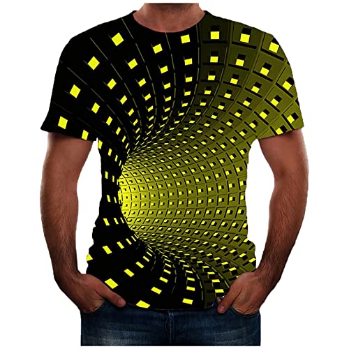 TIMELYE Herren 3D Druck T-Shirt, Unisex Sommer Mode Beiläufige Grafik Rundhals Kurzarm Shirt Wabe Persönlichkeit gedruckt Kurzarm Tops Lustig Kurzen Ärmeln Oberteil Weich Bequem Top Bluse Streetwear von TIMELYE