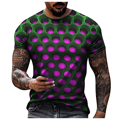 TIMELYE Herren 3D Druck T-Shirt, Unisex Sommer Mode Beiläufige Grafik Rundhals Kurzarm Shirt Wabe Persönlichkeit gedruckt Kurzarm Tops Lustig Kurzen Ärmeln Oberteil Weich Bequem Top Bluse Streetwear von TIMELYE