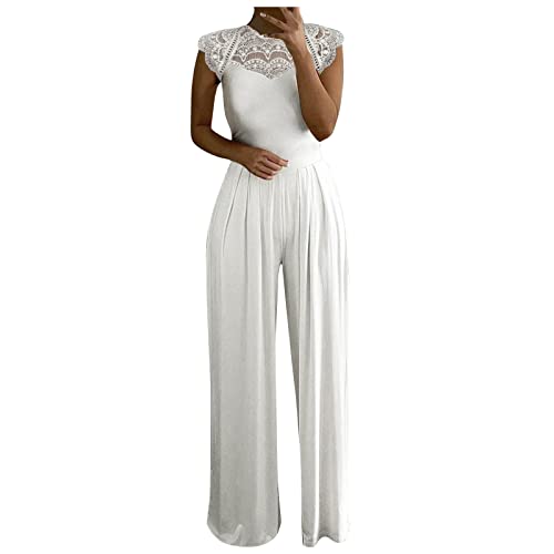 TIMELYE Jumpsuit Damen Elegante, Spitze Spleißen Festlich Hochzeit Damen Lang Weites Bein Hosen Hohe Taillen Elegant Einteiler Overall Frauen Blumenspitze Business Party Breites Bein Hosenanzug TIMELYE Jumpsuit Damen Elegante, Spitze Spleißen Festlich Hochzeit Damen Lang Weites Bein Hosen Hohe Taillen Elegant Einteiler Overall Frauen Blumenspitze Business Party Breites Bein Hosenanzug von TIMELYE
