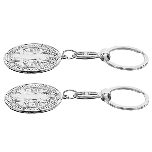 2St Schlüsselanhänger runde Ornamente kreatives rundes dekor Schlüsseldekorationen autoanhänger kfz anhänger Key Chain Schlüsseldekorationshandwerk rundes Zubehör Metall Silver TINEASUR von TINEASUR