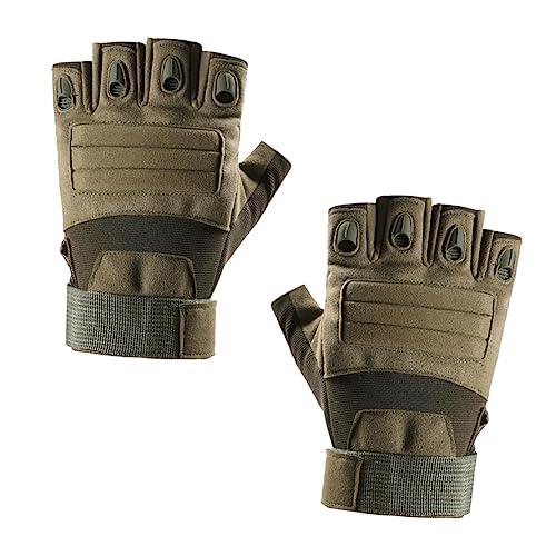 TINEASUR 1 Paar Halbfinger-Handschuhe Fahrradhandschuhe Praktische Campinghandschuhe Outdoor-Handschuhe Atmungsaktive Halbfingerhandschuhe Sporthandschuhe Anti-mikrofaser Army Green von TINEASUR