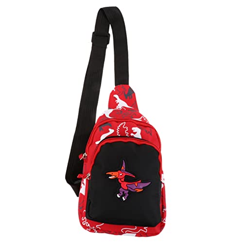 TINEASUR 1 STK Dinosaurier-gürteltasche Für Kinder Umhängetasche Kindertasche Geldbörse Für Kleinkinder Kinder-Cartoon-gürteltasche Dinosaurier-Rucksack Bauchtasche Mit Gürtel Nylon Rot von TINEASUR