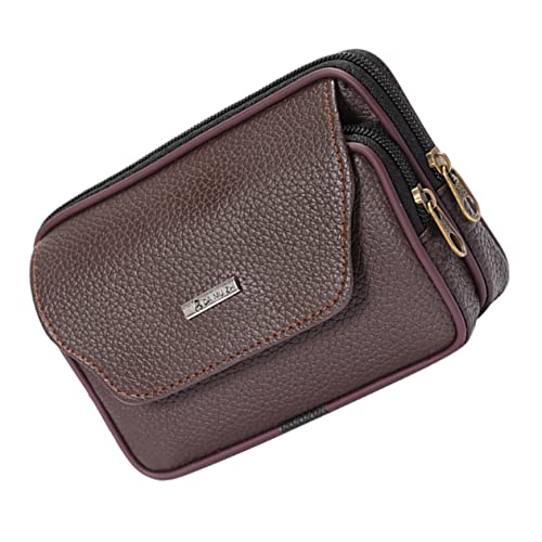 TINEASUR 1Stk Handy Tasche Geldbörse mit Reißverschluss Herren-Geldbörse Gürteltaschen für Herren Handy umhängtasche Handy umhänge Tasche Purse sportliche Hüfttasche Bauchtasche Brown von TINEASUR