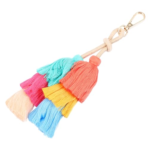 TINEASUR 1Stk Schlüsselanhänger slico Baumwoll String schlüsselkette Dekoration Auto schlüssel Halter Quaste Handtasche Schlüsselring mit Quaste Taschenanhänger Baumwollfaden Colorful von TINEASUR