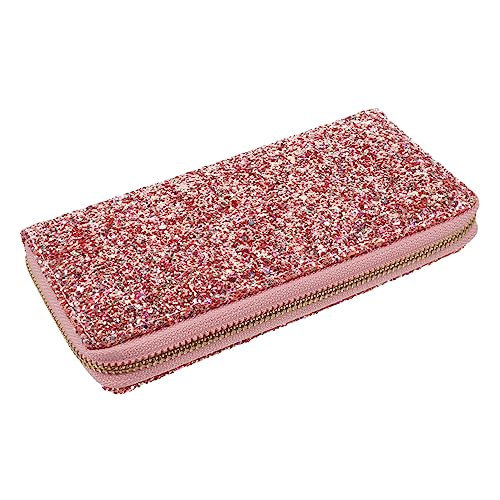 TINEASUR 1stk Mode-Glitter-geldbörse Mini-geldbörse Für Frauen Handtaschen Für Damen Portemonnaie Tragetasche Für Damen Handtasche Mit Reißverschluss Glänzende Geldbörse Rosa Pu von TINEASUR