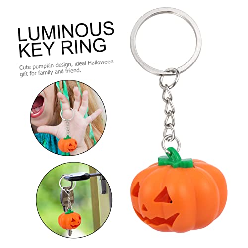 TINEASUR 2 Stück Partykostüm Schlüsselanhänger Kunststoff Halloween Kürbis Schlüsselanhänger Kette LED Halloween Schlüsselanhänger Armband Orange von TINEASUR