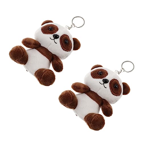 TINEASUR 2St Panda-Plüsch-Anhänger Kuscheltiere Minipuppe Plüsch Schlüsselanhänger Plüschtier-Schlüsselanhänger Mini-Tragetaschen Panda- Cartoon-Schlüsselanhänger PP Baumwolle Brown von TINEASUR