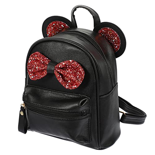 TINEASUR Bowknot-Rucksack Modischer Rucksack Schulranzen-Rucksack Kinderrucksack Cartoon-rucksäcke Rucksack Für Mädchen Schulranzen Für Mädchen Mini-büchertasche Süßer Rucksack Pu Black von TINEASUR