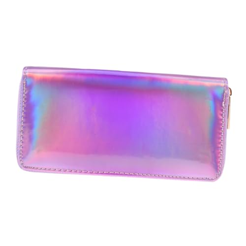 TINEASUR Damen Long Purse Mit Glitzer Effekt Langanhaltende Geldbörse Für Frauen Clutch Bag Mit ünzfach Handyfach Und Reißverschluss Violet Holographisches Portemonnaie Für Stilvolle von TINEASUR