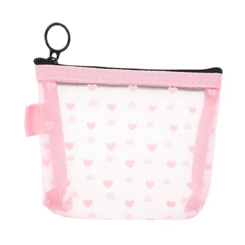 TINEASUR Kleine Transparente Kosmetiktasche Mit Herzdesign Tragbare Make up Tasche Aus Netzmaterial Ideal Für Frauen Reise Organizer Toilettenartikel Und ünzbeutel Pink TINEASUR Kleine Transparente Kosmetiktasche Mit Herzdesign Tragbare Make up Tasche Aus Netzmaterial Ideal Für Frauen Reise Organizer Toilettenartikel Und ünzbeutel Pink von TINEASUR