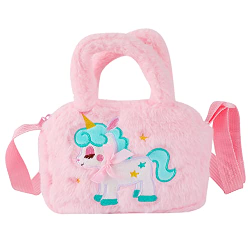 TINEASUR Einhorn-Tasche Reisetaschen Umhängetaschen Umhängetasche Für Teenager-mädchen Kindergeldbörse Geschenktüte Für Mädchen Geldbeutel Geldbörsen Für Damen Design-Tasche Plüsch Rosa von TINEASUR