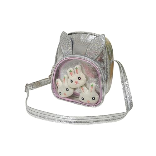 TINEASUR Schultertaschen Geldbörse Storage Pockets Pocketbook Wallet Kindertasche entzückende glitzernde Tasche schicke Glitzertasche Tasche im Cartoon-Kaninchen-Design PU-Leder Silver von TINEASUR