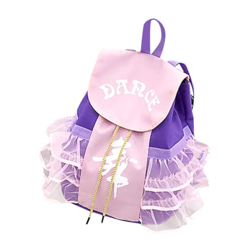 TINEASUR Tanztasche Balletttasche mit Kordelzug Büchertaschen für Mädchen im Teenageralter Schultasche für Kinder schultüte für Kinder Tanzrucksack Rucksack für Kind Oxford-Stoff Violett von TINEASUR