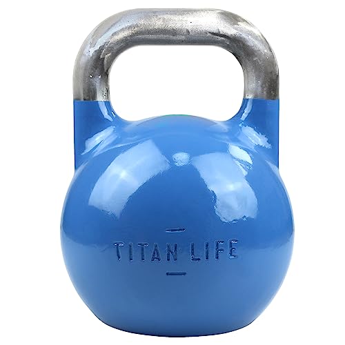 TITAN LIFE PRO Kettlebell Steel Competition 12kg. Blau. Professionelle Kugelhantel. Wettkampfeinsatz. Große Bodenfläche. Legierter Stahl von TITAN LIFE