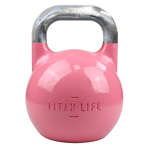 TITAN LIFE PRO Kettlebell Steel Competition 8kg. Rosa. Professionelle Kugelhantel. Wettkampfeinsatz. Große Bodenfläche. Legierter Stahl von TITAN LIFE