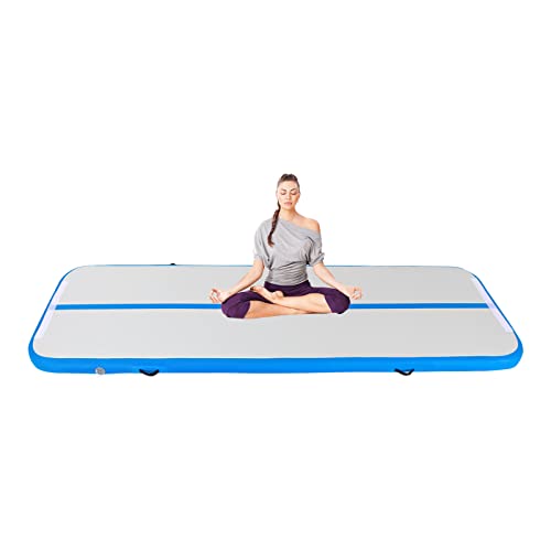 3m Turnmatte für Zuhause Gymnastikmatte Aufblasbare Fitnessmatte Yoga Mat Turnen Turnmatte Aufblasbar Turnmatte mit Luftpumpe (Blau) von TIXBYGO