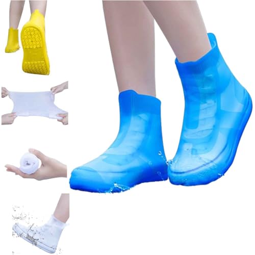 TJDKKYH wasserdichte rutschfeste Schuhüberzüge, verdickte rutschfeste Schuhüberzüge, wiederverwendbar und faltbar (XL,Blue) von TJDKKYH