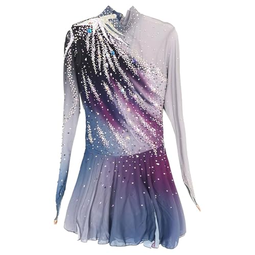 TJDWPRRD EIS Eiskunstlauf Kleid Für Damen Langarm Rollschuh Leistung Kleidung Halofärben Ballett Ausbildung Outfit Rhythmisch Gymnastik Trikots Rock,A,S von TJDWPRRD