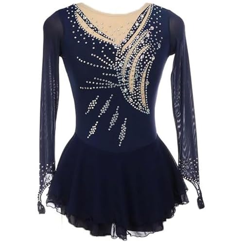 TJDWPRRD Eiskunstlauf Kleid, EIS funkeln Wettbewerbsleistung Kostüm Langarm Ballett Rhythmische Gymnastik Trikot Strass Rollschuh Rock,A,5_8Years von TJDWPRRD