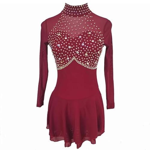 TJDWPRRD Eiskunstlauf Kleid Langarm Ballett Tanzen Leistung Kleidung Eisrolle Schlittschuh Wettbewerb Rock Im Freien Rhythmische Gymnastik Tanz -Outfit,A,11_13Years von TJDWPRRD